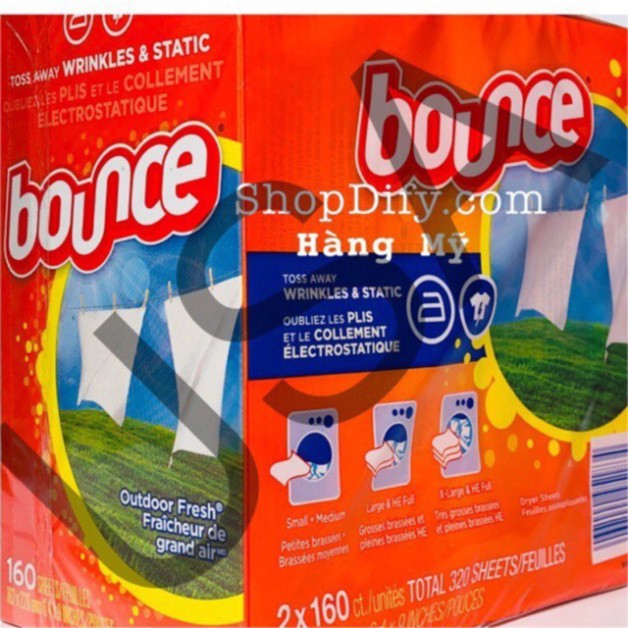 Giấy thơm quần áo và mềm vải BOUNCE Outdoor Fresh của Mỹ 1 tờ