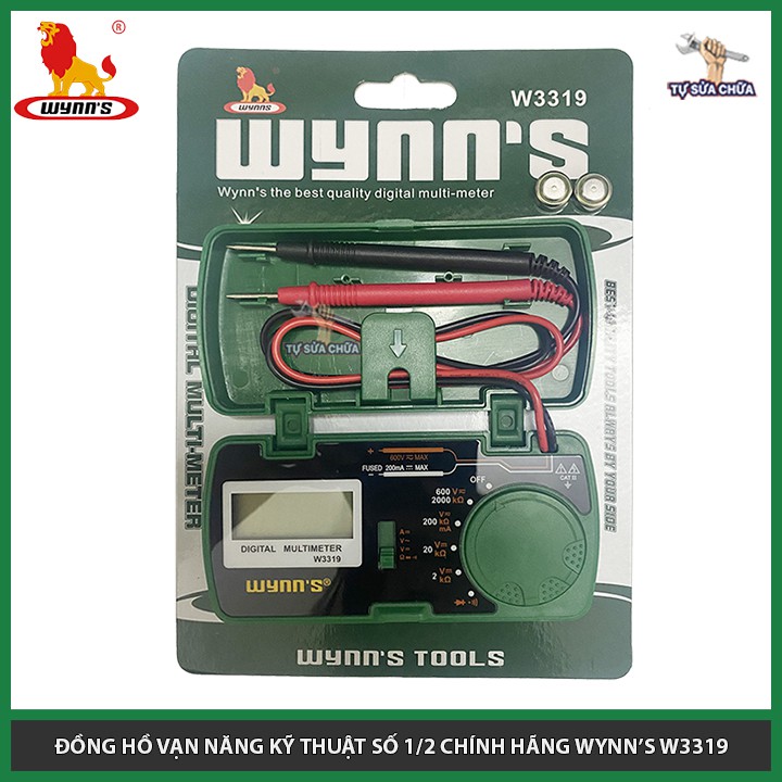 Đồng hồ vạn năng điện tử kỹ thuật số mini 1/2 chính hãng Wynn's W3319 có màn hình hiển thị LCD độ chính xác cao