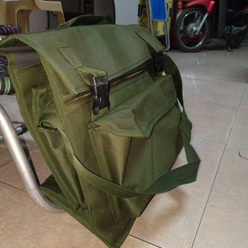 Túi đựng đồ nghề vải dù xanh lính 40X35X15 cm chống nước - cỡ trung