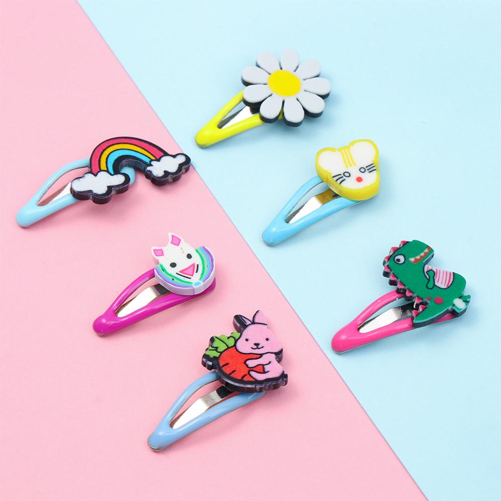 RAINBOW Set 5 Kẹp Tóc Búp Bê Hoạt Hình Dễ Thương