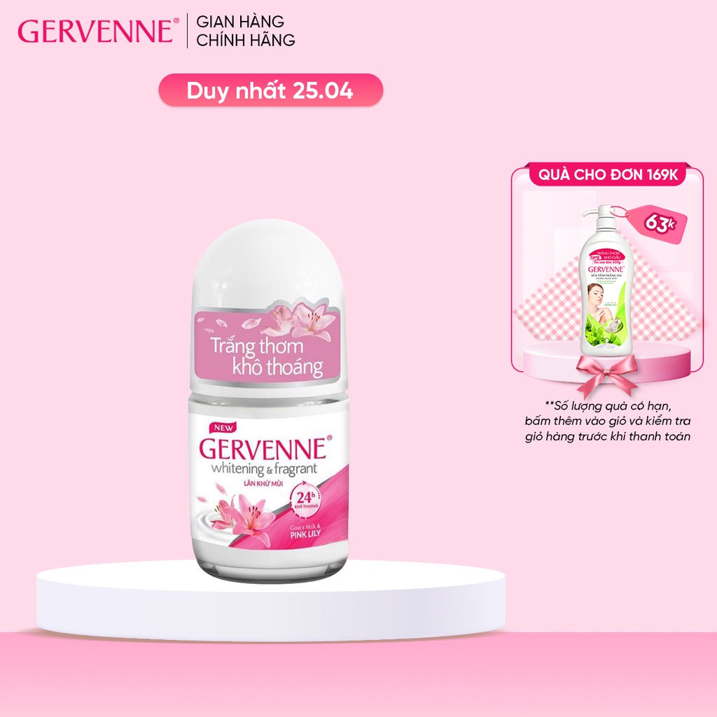 Lăn khử mùi trắng da Gervenne Pink Lily 25ml