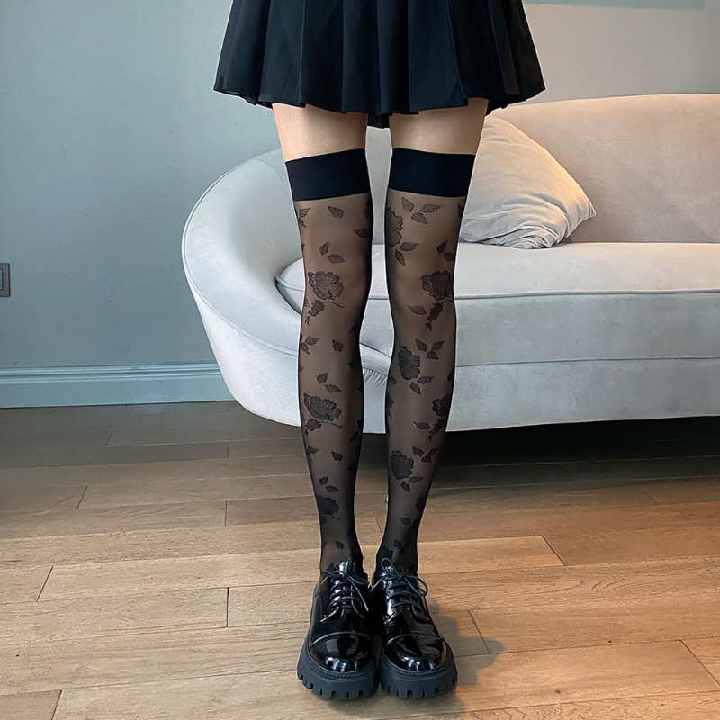 Xiangbao Vớ Dài Qua Gối Họa Tiết Hoa Bướm Kẻ Sọc Caro Phong Cách Lolita Nhật Bản Cho Nữ