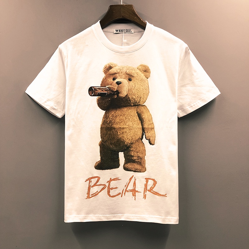 Áo Thun Gấu Năng Động In 3D Phối Chữ BEAR Bản Lớn Phong Cách Cotton Thoải Mái Hè Mã GAREM 2022