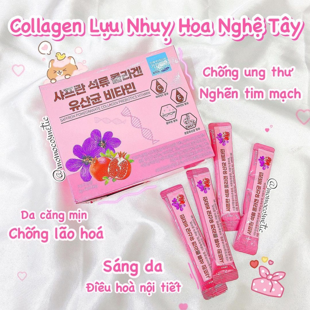 Collagen Lựu Đỏ Nhụy Hoa Nghệ Tây Saffron (Hộp 30 gói)