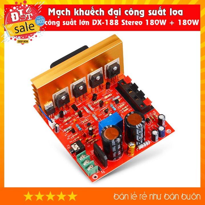 Mạch khuếch đại công suất loa công suất lớn DX-188 Stereo 180W + 180W - Tích hợp quạt và relay bảo vệ