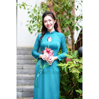 áo dài may sẵn lụa thêu siêu đẹp
