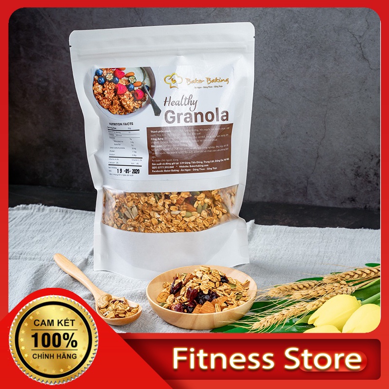 Hạt Ngũ Cốc GRANOLA Baker Baking 500g 3 Vị - Giảm Cân, Ăn Kiêng, Eatclean, Ăn Vặt, Không Đường, Hạt Dinh Dưỡng Sức Khỏe