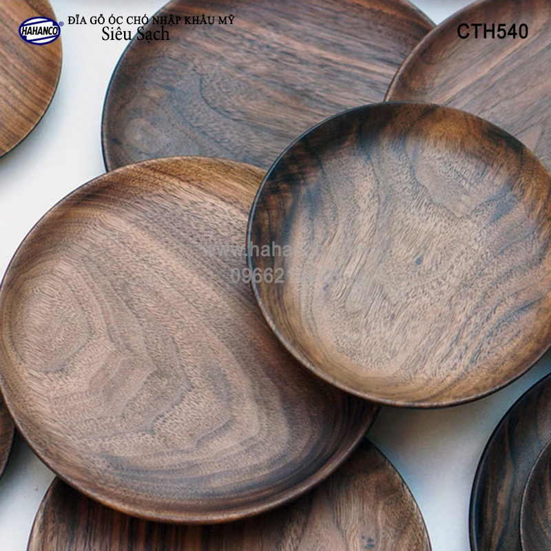 Đĩa gỗ Óc Chó nhập khẩu Mỹ nguyên khối (đủ Cỡ) đựng đồ ăn/trang trí/chụp hình - CTH540