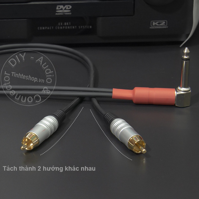 Cáp 6.5mm sang 2 AV DIY 0.5M đến 5M - Dây 6ly mono vuông góc ra 2 hoa sen