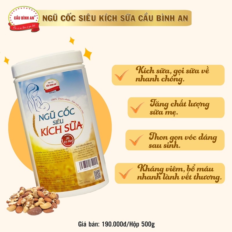 Ngũ cốc siêu kích sữa Cầu Bình An hộp 500gr