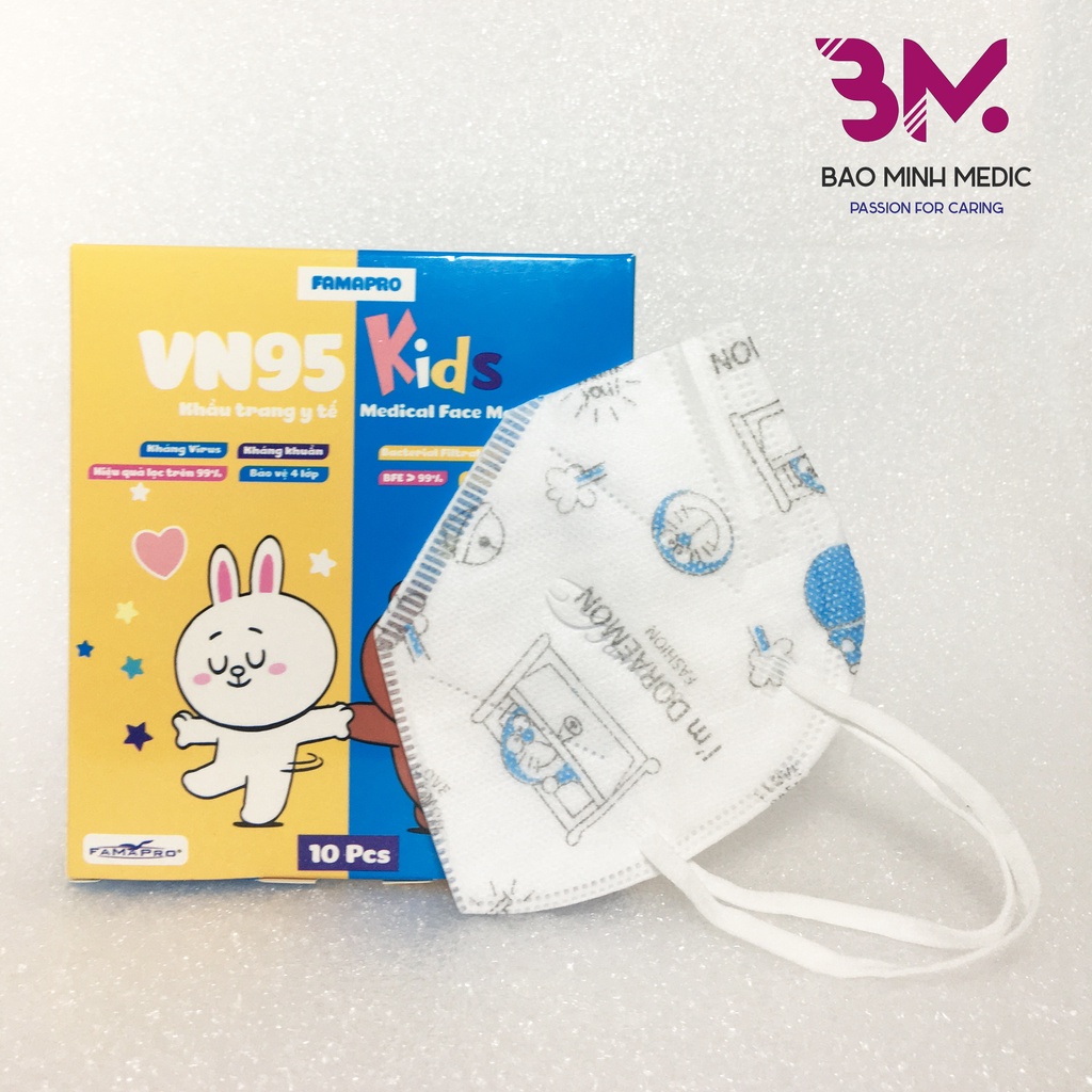 Khẩu trang y tế chính hãng cao cấp 4 lớp Famapro VN95 cho trẻ từ 3 đến 10 tuổi