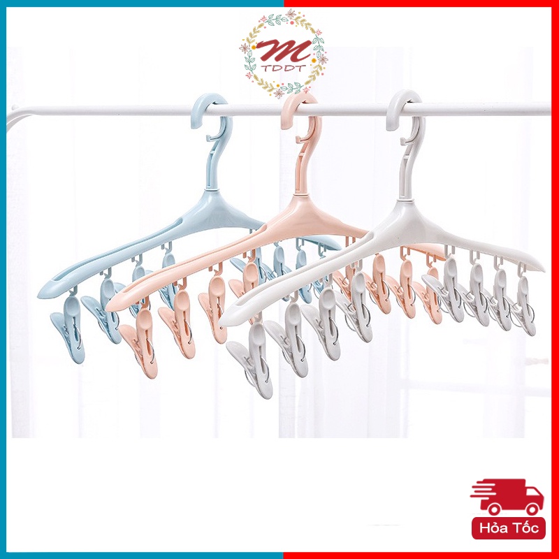 Móc Phơi Quần Áo, Tất, Khăn 8 Kẹp, Chống Bay, Chất Liệu Bằng Nhựa Cao Cấp Tiện Lợi - MTDDT