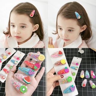 Sét 5 kẹp tóc hoa quả cho bé