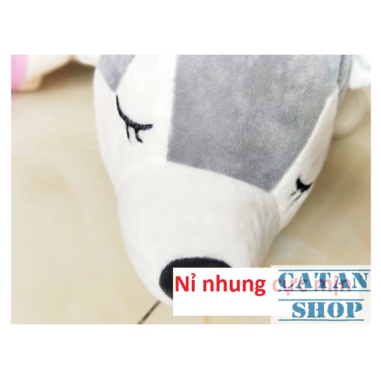 [GIÁ RẺ NHẤT] Gối mền chó Husky 3 trong 1, nỉ nhung cực mịn, bộ  chăn gối văn phòng, gấu bông kèm mền