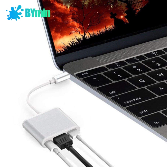 USB Type C Hub HDMI 4K Adapter USB-C to Converter 3.0 USB Port for Retina MacBook -TQ
