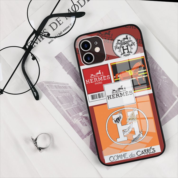 Ốp kính cường lực hình logo Hermes/LV Chống Trầy riêng mình Iphone OK-JC20210075