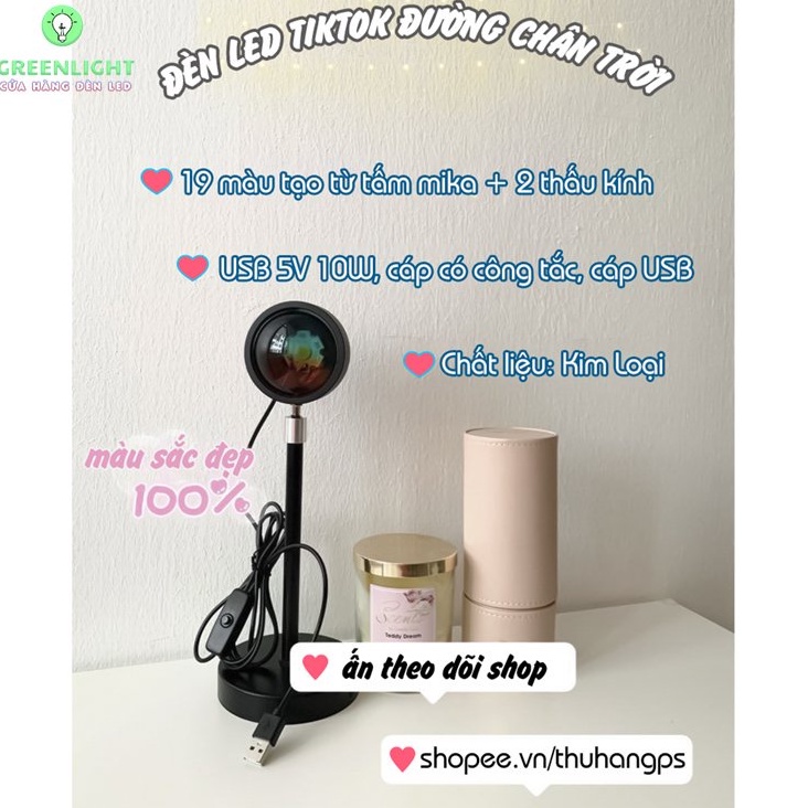 Đèn Hoàng Hôn Tiktok Đường Chân Trời Màu mới Sống ảo Siêu đẹp, mua 1 được 19 màu với 2 Thấu kính + 5 mica màu, BH12th