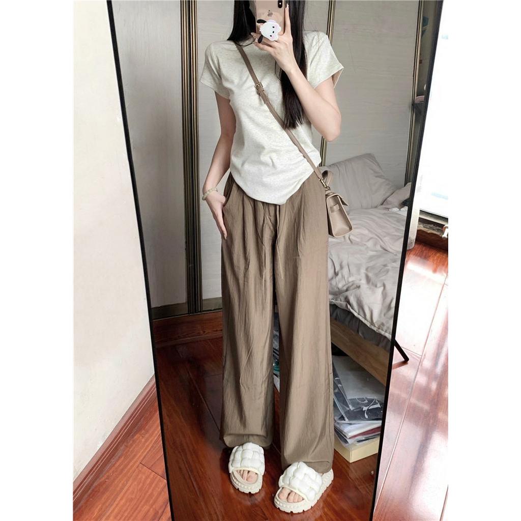 62051 Áo Thun Tay Ngắn Quần Dài Ống Đứng Rách Lỗ Dành Cho Nữ