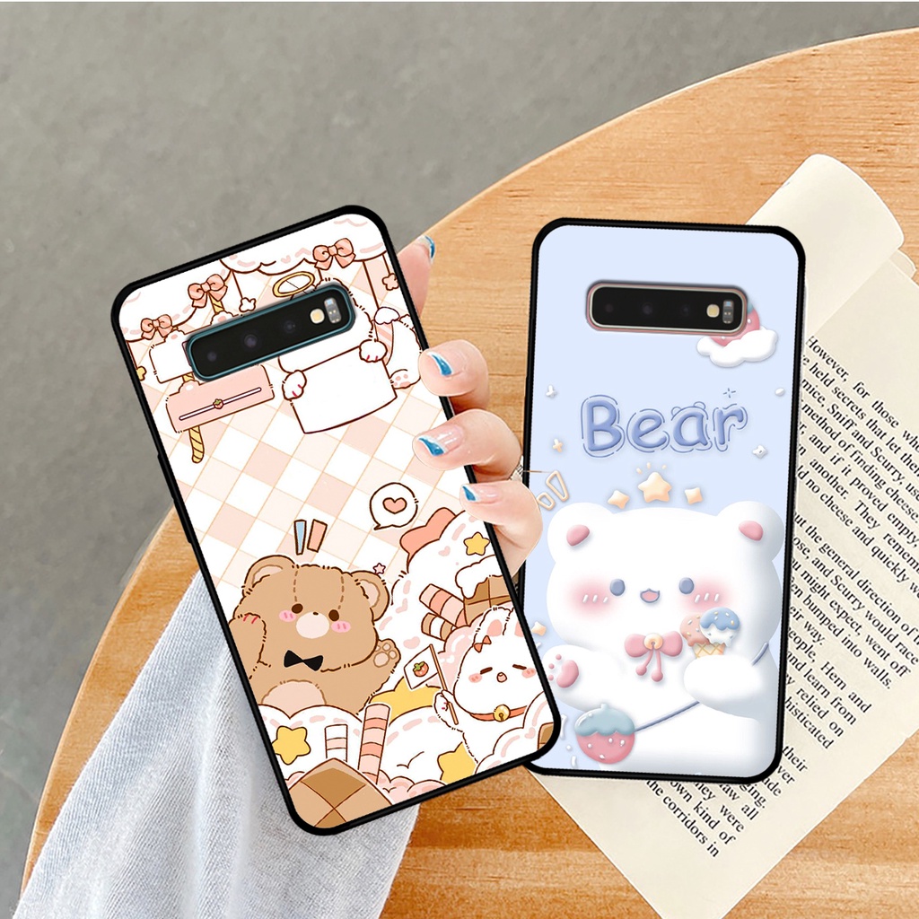 Ốp lưng Samsung S10 - S10 Plus - S10 5G in hình caro gấu thỏ dễ thương