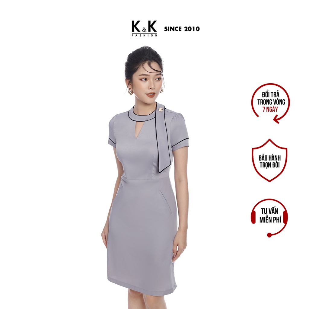 Váy Đầm Chữ A Đơn Sắc K&K Fashion KK104-32 Đơn Sắc Chất Liệu Chéo Ý