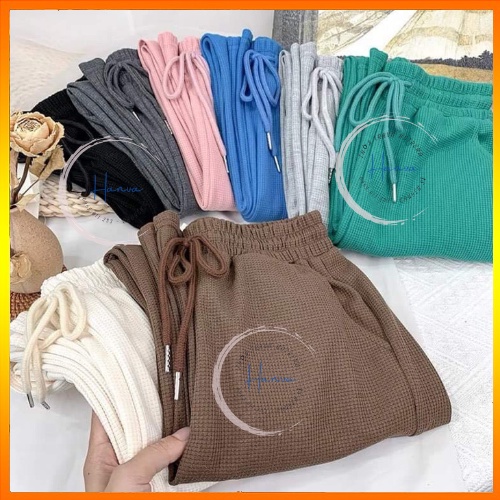 Quần Culottes Suông Ống Rộng Nữ Cạp Chun Chất Tổ Ong Dày Mịn Hack Dáng Hanva