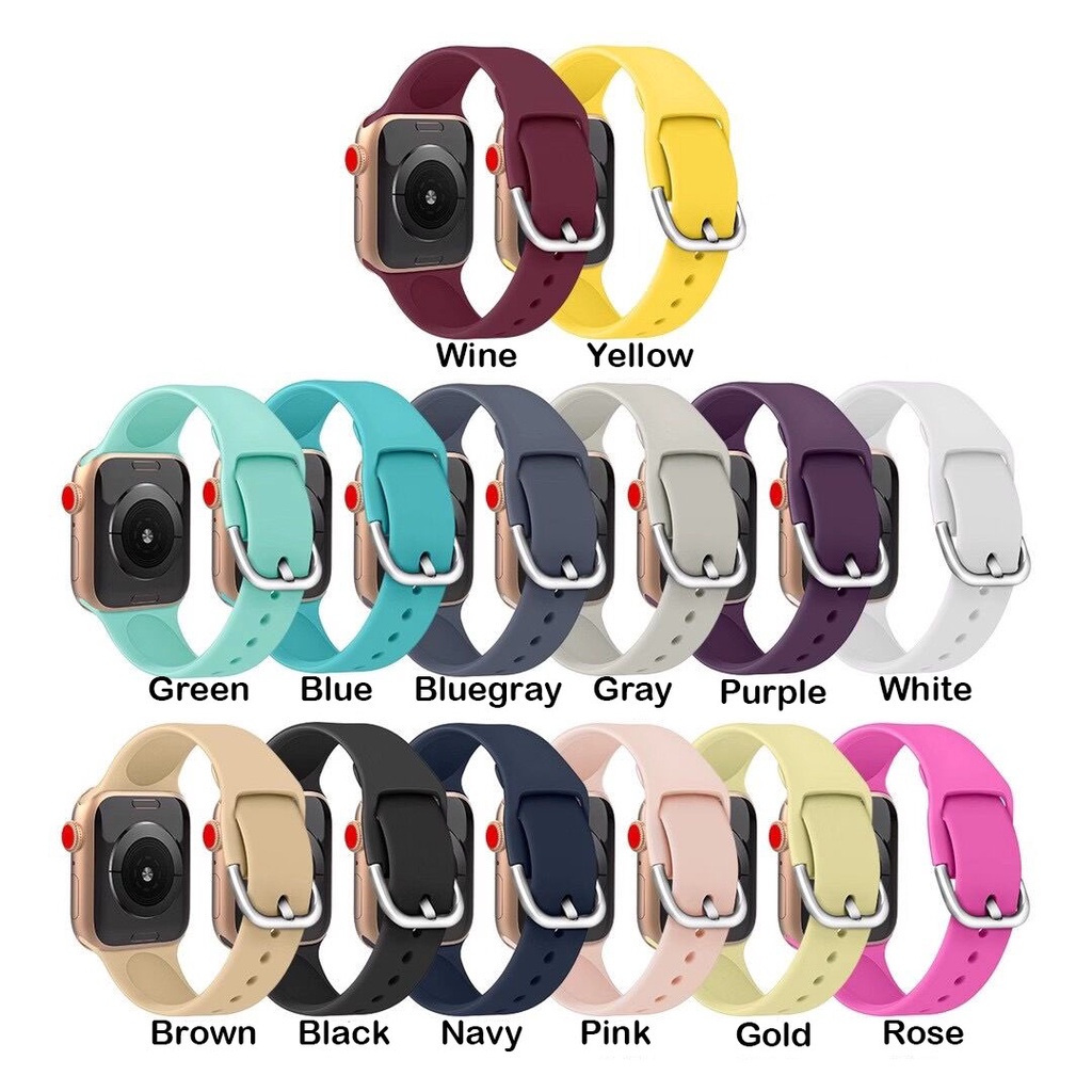 Dây đeo silicon thay thế màu kẹo thích hợp cho đồng hồ thông minh Apple Watch 42mm 38mm 44mm 40mm Series 6 SE 5 4 3