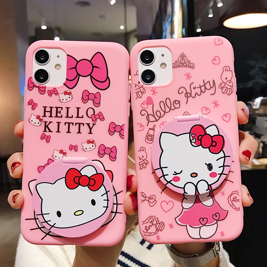 Ốp Điện Thoại Silicon Mềm Có Gương Trang Điểm Hello Kitty Cho Samsung Galaxy S21 S21 Plus S21 Ultra S22 S22 Plus S22 Ultra S21 FE 5G