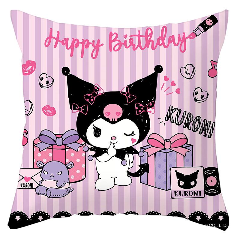 Vỏ Gối Vuông 45x45cm Họa Tiết Hoạt Hình My Melody Kuromi Dễ Thương