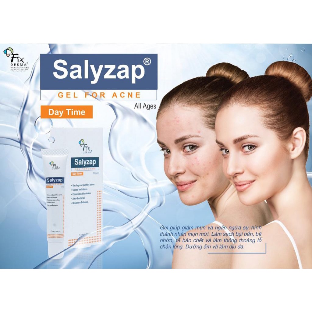 Gel giảm mụn ban ngày Fixderma Salyzap For Acne - 20g [NHẬP KHẨU CHÍNH HÃNG 100%]