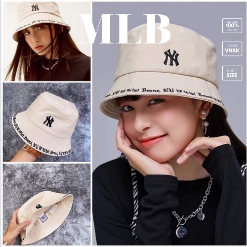 NÓN BUCKET M L B CHẤT VẢI COTTON HÀN QUỐC CAO CẤP, NÓN THỜI TRANG BU9A22 MÀU NGỌC TRAI, MÀU ĐEN