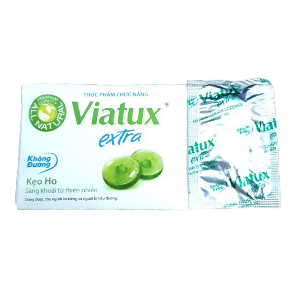 VIÊN NGẬM HO VIATUX EXTRA - NO SUGAR - VIÊN NGẬM THẢO MỘC -100% TINH DẦU THIÊN NHIÊN