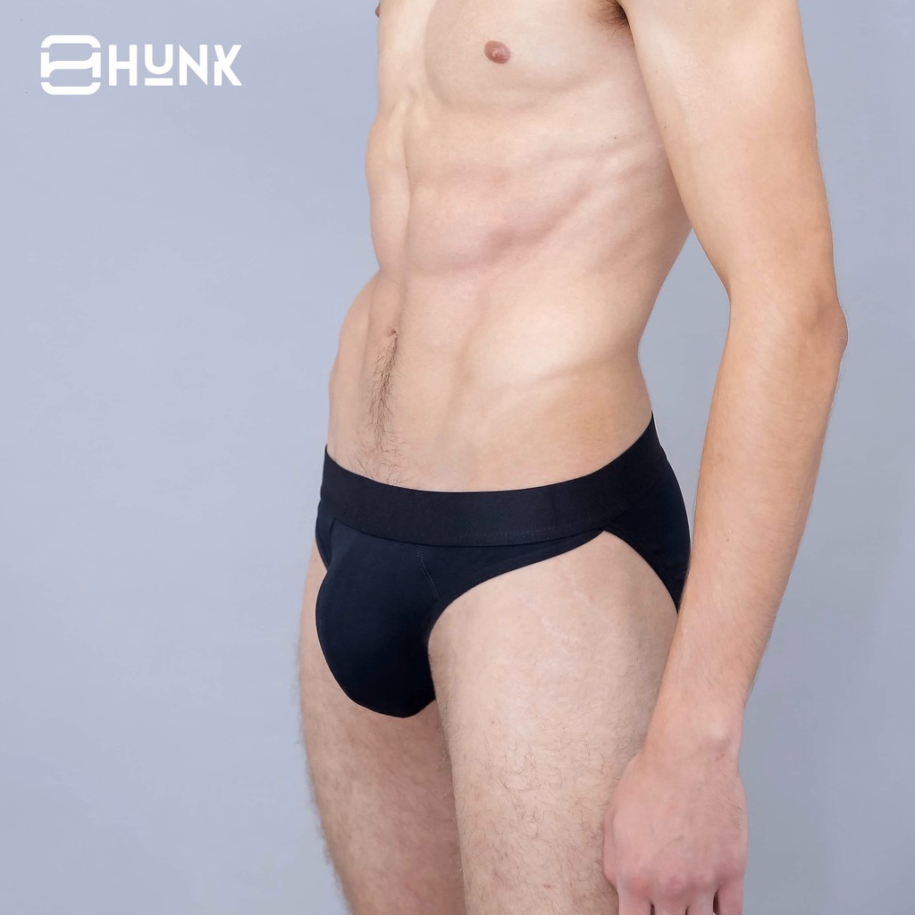 [Thiết kế hở sườn] Quần lót nam bikini Hunk hở sườn với thiết kế túi kangaroo 2.0 - Hoàn toàn từ cotton hữu cơ - Màu đen