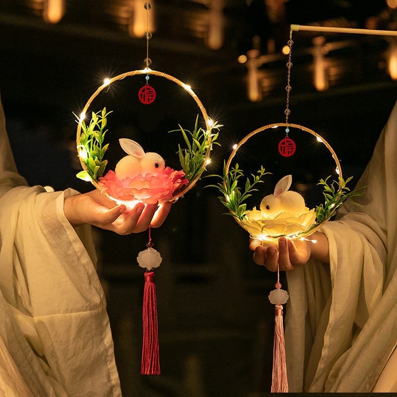 Đèn Lồng Thỏ Ngọc, Hoa Sen_Lồng Đèn Trung Thu Cho Bé Cầm Tay Handmade, Decor - Xu Hướng 2022