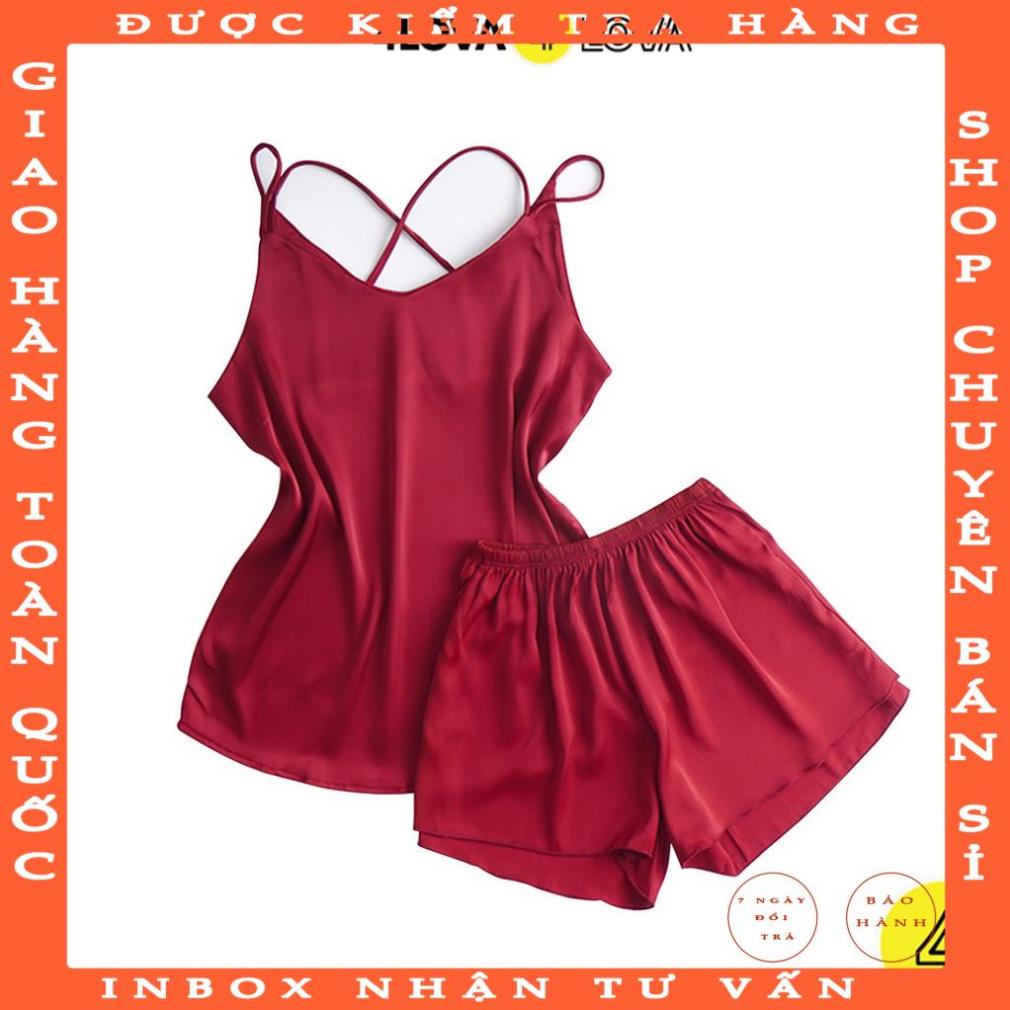 Đồ bộ ngủ nữ lụa 2 dây sexy quyến rũ vải satin cao cấp thoáng mát 4Lova tranvuong