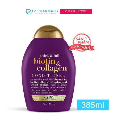 Dầu Xả OGX Biotin &amp; Collagen Conditioner Dưỡng Tóc Bồng Bềnh Và Chắc Khỏe - 385ml