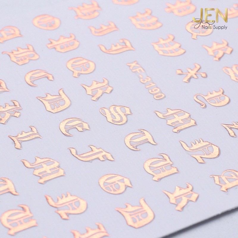 Sticker dán móng chữ cái la tinh-hình dán nail