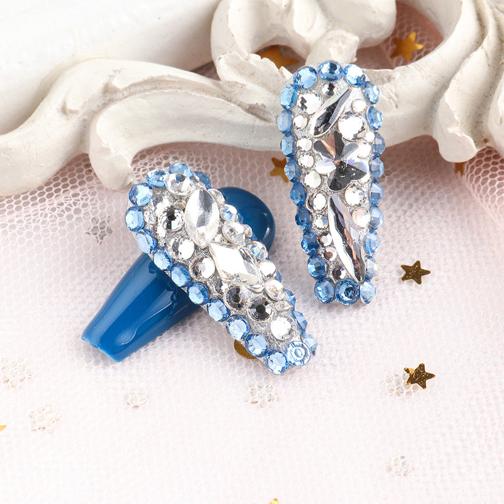 [Hàng mới về] Kim cương giả đầy màu sắc 3D trang trí móng tay thời trang