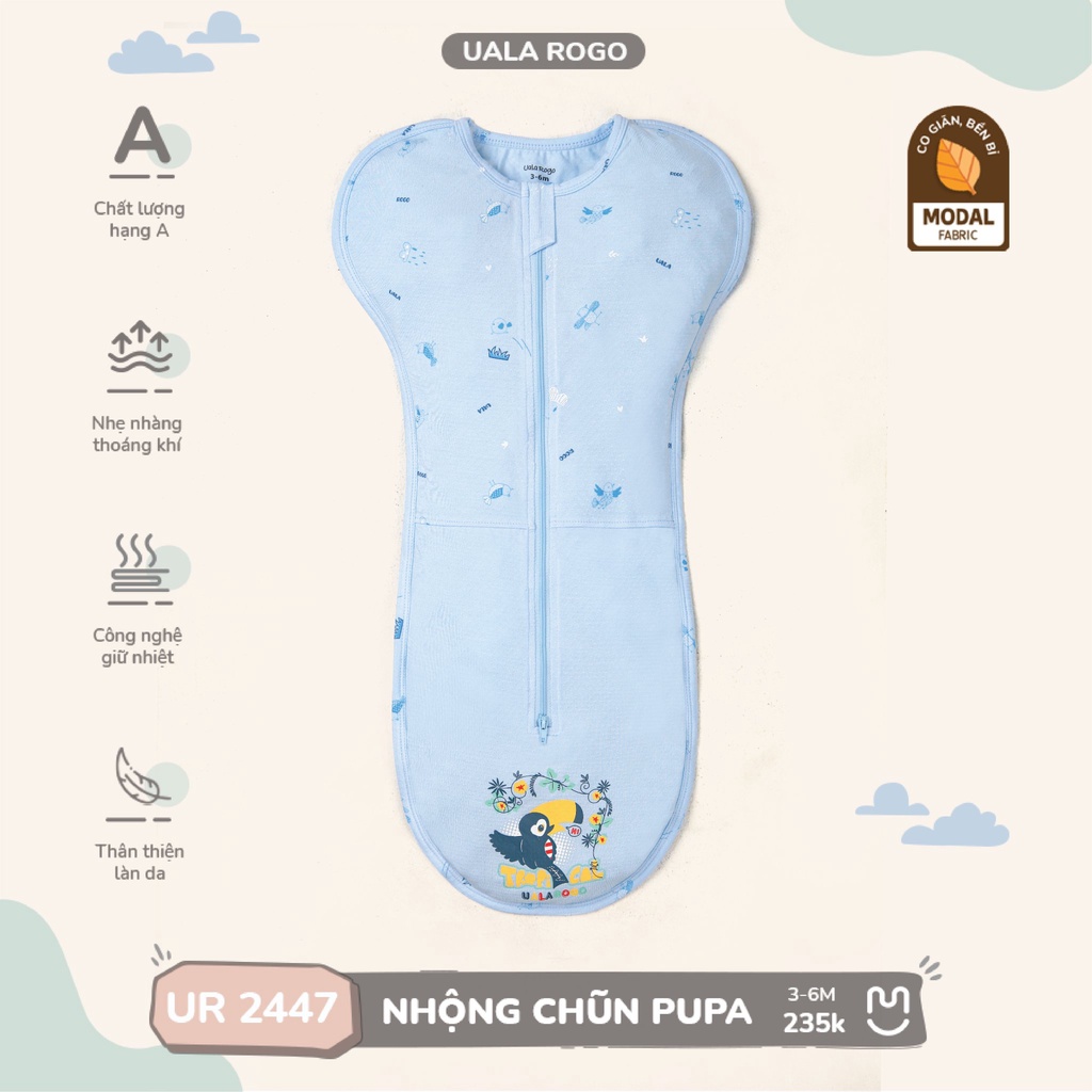 Túi ngủ nhộng chũn Petit và Modal cao cấp mềm mịn thoáng mát hỗ trợ giấc ngủ ngon cho bé trai bé gái Uala Rogo 2447 2456