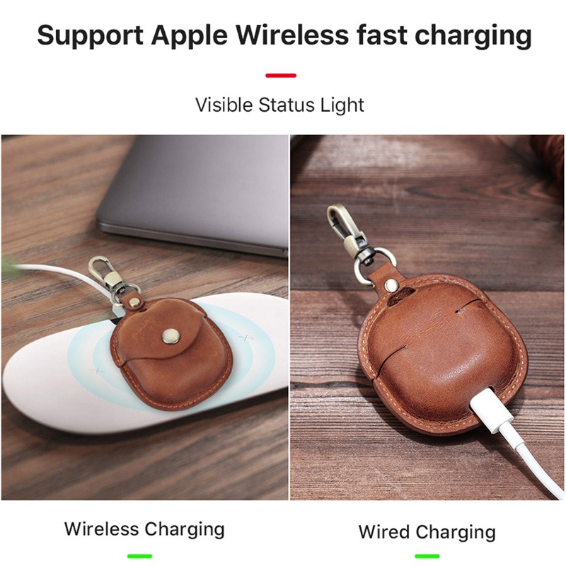 Vỏ bảo vệ hộp sạc tai nghe Galaxy-Buds live bằng da PU có móc khóa
