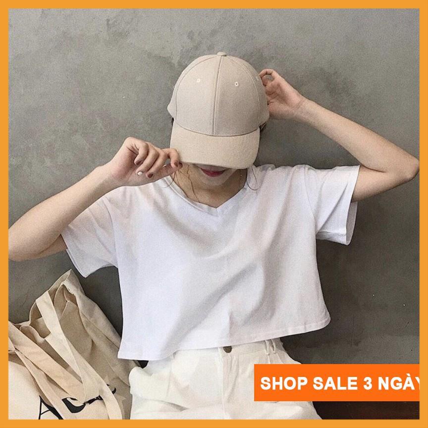 Áo croptop nữ cổ tim, áo croptop tay ngắn HERI