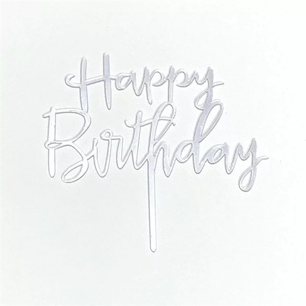 Topper HPBD mica nét nhỏ bạc