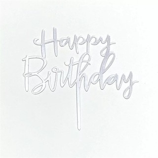 Topper HPBD mica nét nhỏ bạc