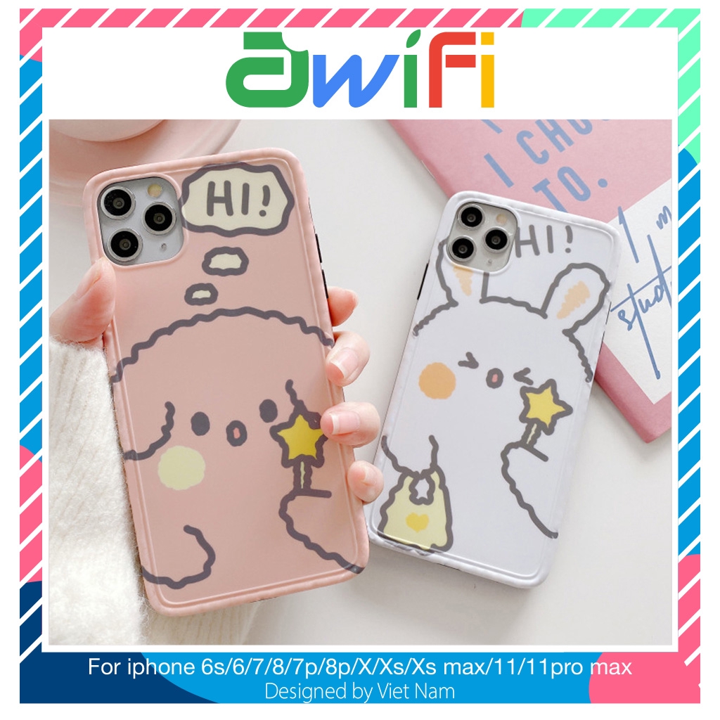 Ốp lưng iphone imd new cún và thỏ 5/5s/6/6plus/6s/6splus/7/7plus/8/8plus/x/xr/xs/11/12/pro/max/plus/promax - Awifi Q1-8