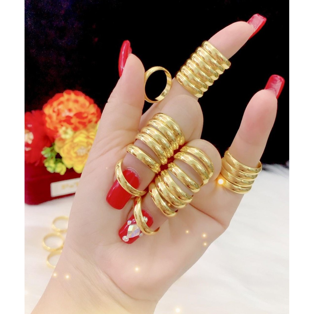 Nhẫn trơn 1 chỉ khắc 9999 mạ 24k cực đẹp EKP864