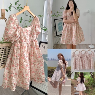 Đầm hoa nhí babydoll 3 lớp loại chất lượng cao Váy hoa hồng xinh nhẹ nhàng Hàn