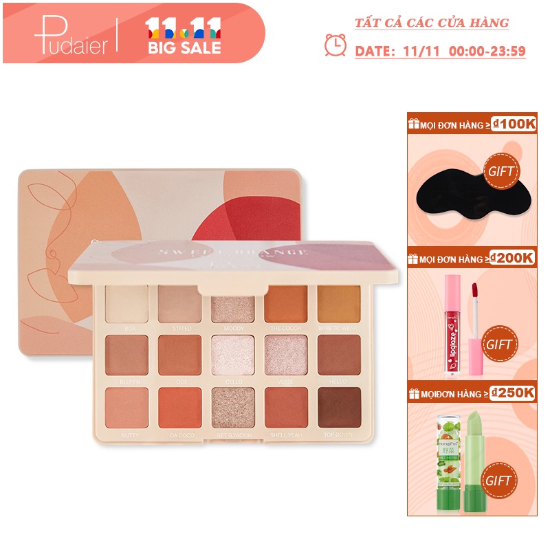 Bảng phấn trang điểm mắt PUDAIER 15 màu lì sáng bóng mới 150g