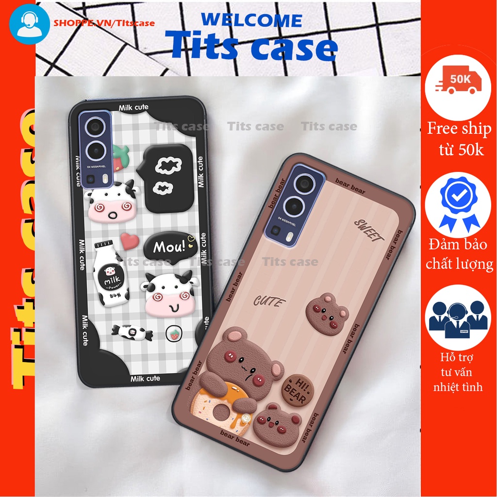 Ốp lưng Vivo Y72 in hình bò sữa, gấu be@r, cute cực  ĐỈNH -  cực CHẤT-  cực COOL