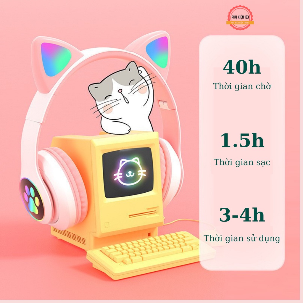Tai nghe chụp tai không dây bluetooth STN28 màu sắc cute,âm thanh ấm bass mạnh- Phụ Kiện 123
