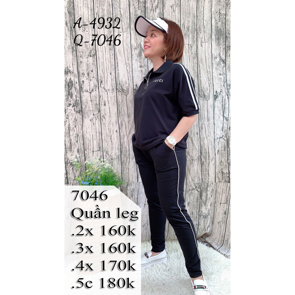 7046 Quần legging BIG SIZE kiểu quần leg viền sọc có túi thun cotton co giãn 4 chiều
