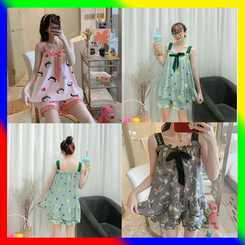 Đồ bộ nữ mặc nhà - ( Bộ Đùi 2 Dây ) - thời trang mới nhất - Chất liệu Cotton cao cấp